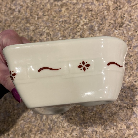 Longaberger Small Heart Vitrified Pottery Dish Red and Ivory - Picture 10 of 17